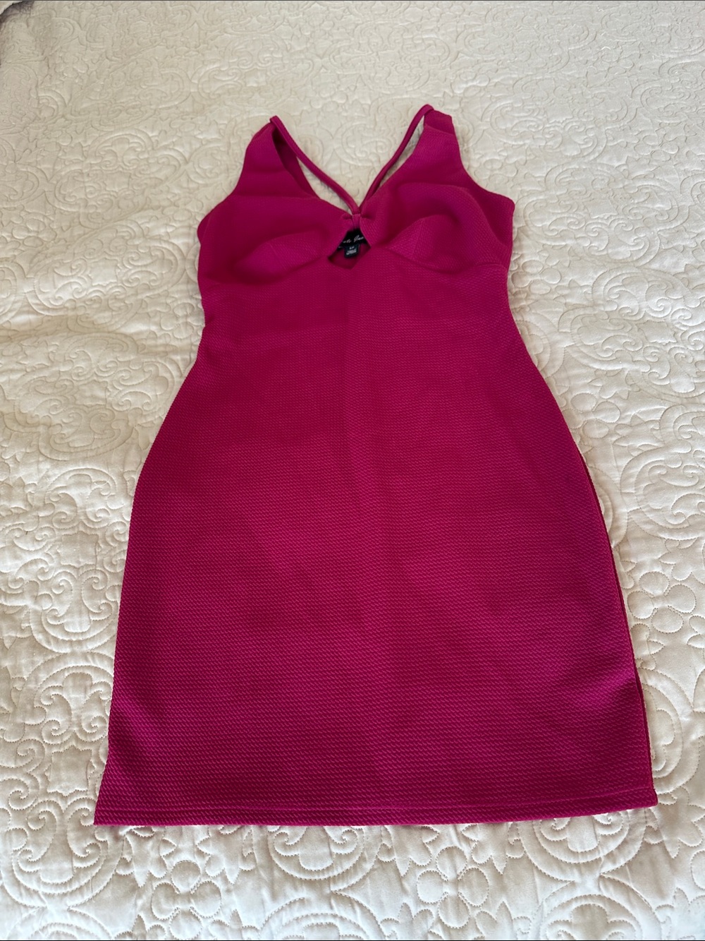 Fuchsia Mini Dress with V-Neck
